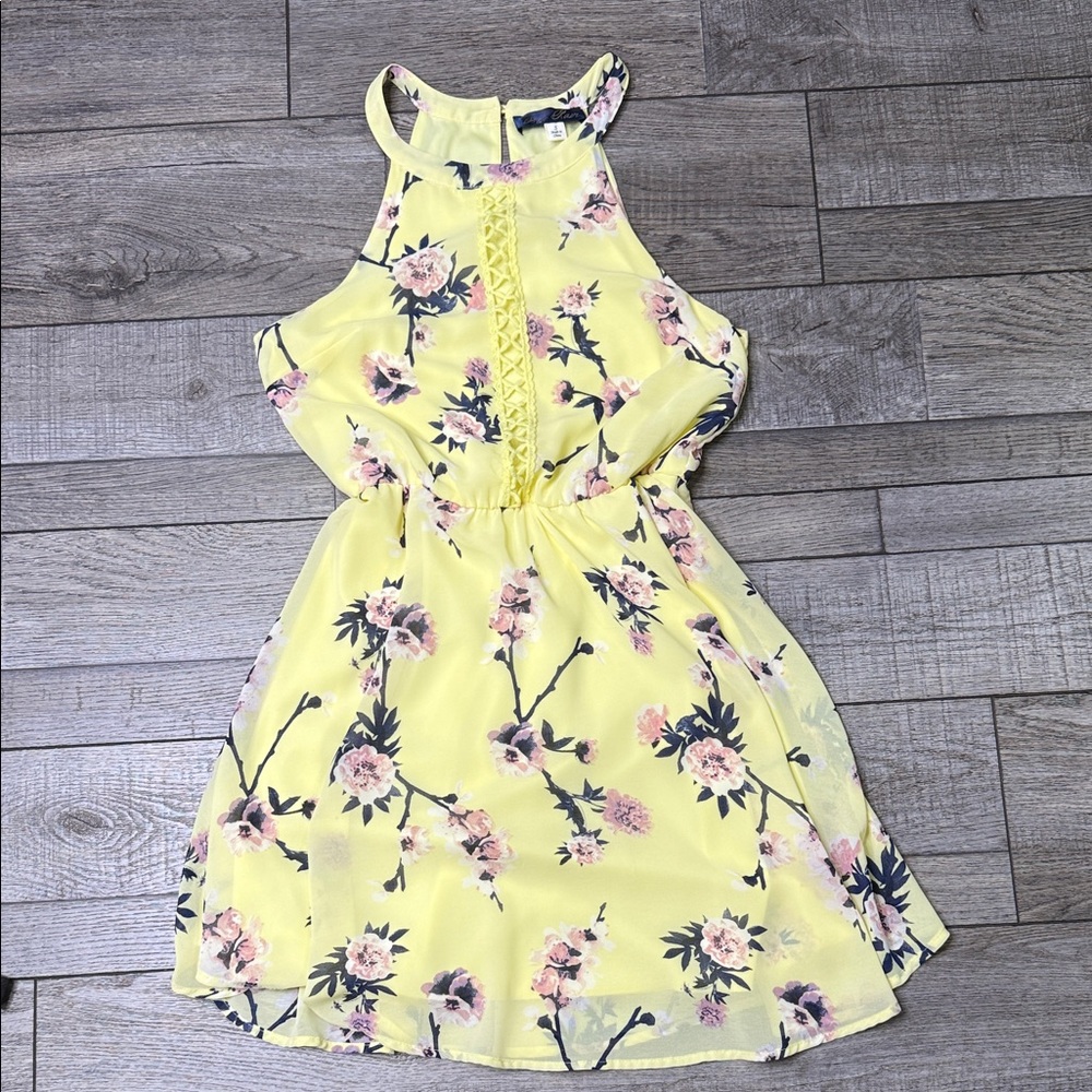 Blue Rain Floral Yellow dress